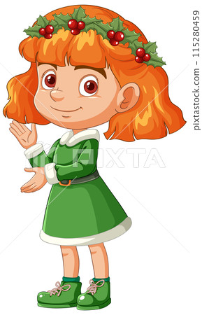 Festive Girl in Green Dress Festive Girl in Green Dress 115280459
