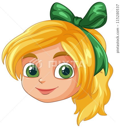 Smiling Girl with Green Bow 115280537