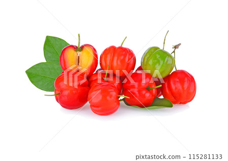 Barbados cherry on white background Barbados cherry on white background 115281133