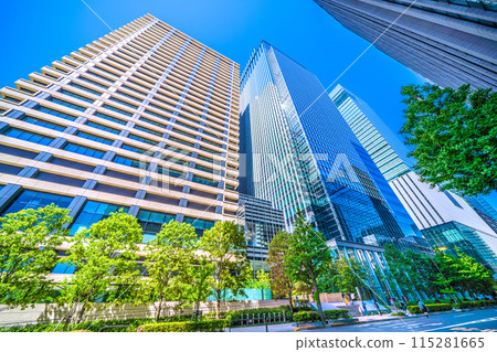 日本東京城市景觀大手町的摩天大樓。三井物產、大手町一號、正坂堂塚等景觀=5月5日 115281665