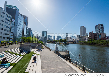 Evening view from the Hachikenyahama wharf on the Okawa River, Osaka, Japan, May 10th 115282029