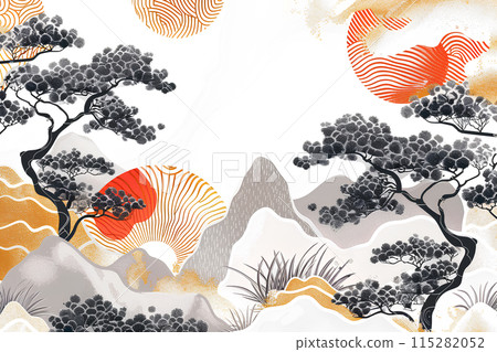 Pine, bamboo and plum and Japanese scenery-3 115282052