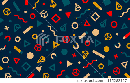Retro color geometric. Memphis pattern background material. Retro color geometric. Memphis pattern background material. 115282127