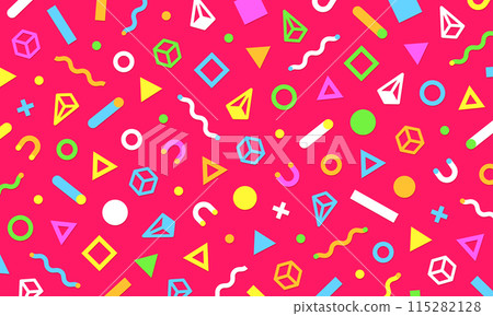 Stylish and pop geometric pattern. Energetic and powerful colors. Memphis style background material. Stylish and pop geometric pattern. Energetic and powerful colors. Memphis style background material. 115282128