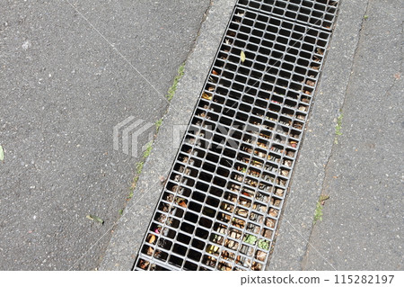 A gutter installed on a road 115282197