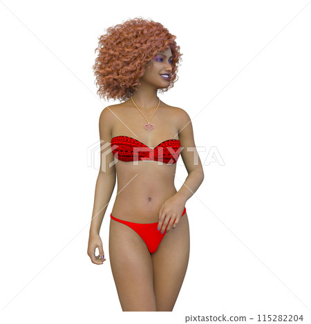 比基尼泳裝形象的一名婦女 115282204