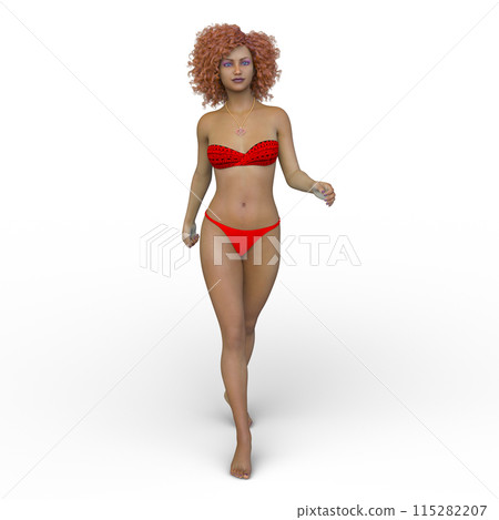 比基尼泳裝形象的一名婦女 115282207