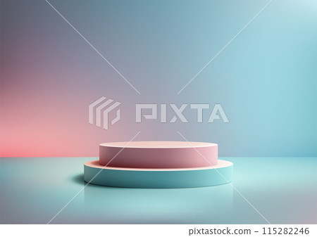 Pastel 3D Two Tone Pink and Blue Podium on Blue Background for Minimalist Product Display Mockup Pastel 3D Two Tone Pink and Blue Podium on Blue Background for Minimalist Product Display Mockup 115282246