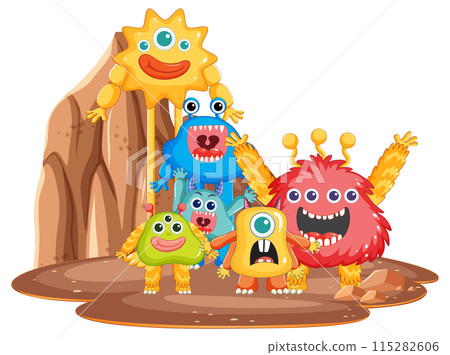 Colorful Monsters in a Cave 115282606