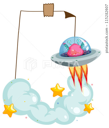 Alien in Spaceship with Stars 115282607