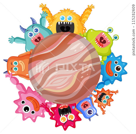 Colorful Monsters Around a Planet Colorful Monsters Around a Planet 115282609