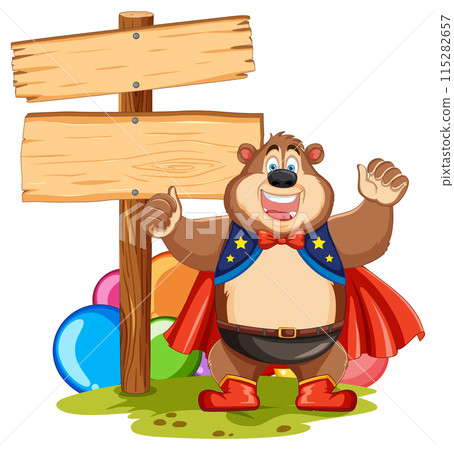 Superhero Bear with Signboard 115282657