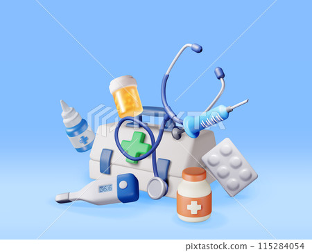 3d medicine icon set isolated 115284054