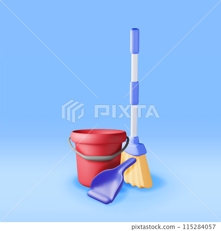 3d cleaning time or service concept isolated 3d cleaning time or service concept isolated 115284057