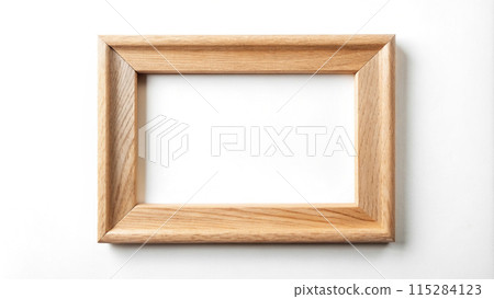 Isolated empty rectangular wooden photo frame in hq scale 115284123