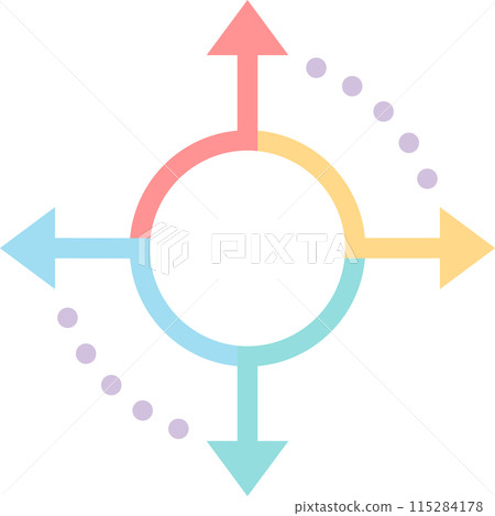 mind map circle arrow flat color Icon. 115284178