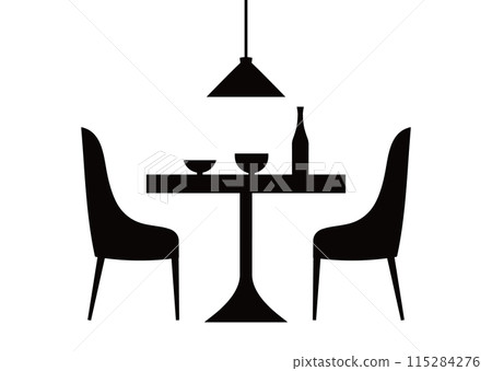 椅子和桌子的剪影 115284276