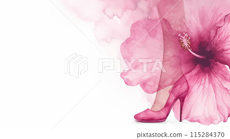 Watercolor painting of a woman's legs with red hibiscus Watercolor painting of a woman's legs with red hibiscus 115284370
