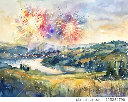 煙花在夜空中閃爍 115284790