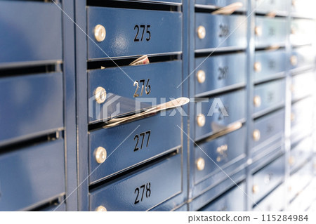 Mailbox in condominium house. Mail service  115284984