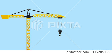 Model of a crane on a blank background. Toy crane on blue isolate background  115285088