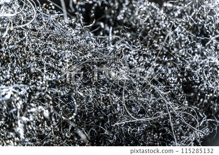 Metal shavings and waste in production. Waste metal in a factory 115285132