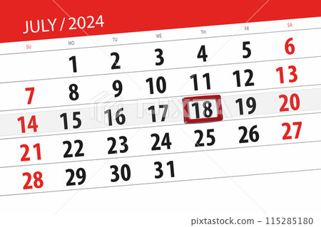 Calendar 2024, deadline, day, month, page, organizer, date, July, thursday, number 18 115285180