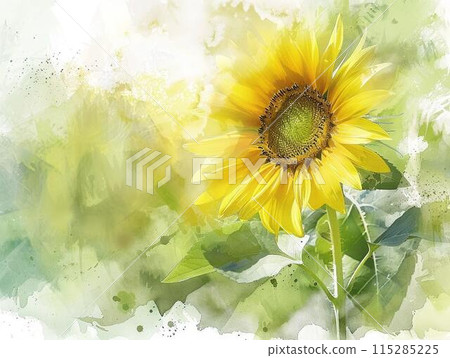 水彩畫向日葵花的背景圖 水彩畫向日葵花的背景圖 115285225