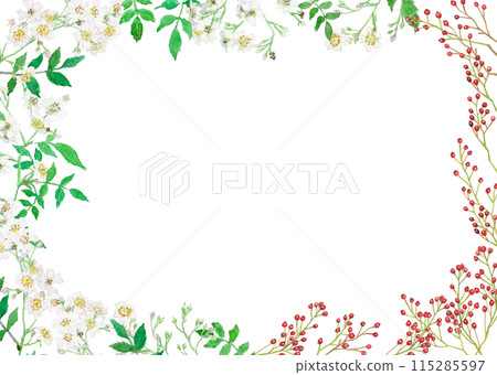 Watercolor illustration frame of wild rose... - Stock Illustration ...