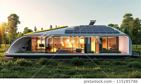 Smart solar energy modern house 115285786