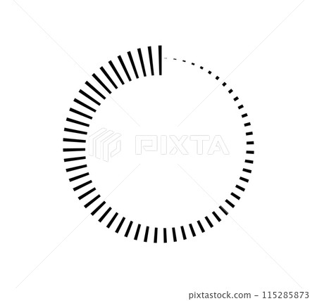 Circle countdown icon. Time clock symbol. Timer measure. Line and dot design element. Hour and minute icon. Interval symbol. Vector illustration isolated on white background Circle countdown icon. Time clock symbol. Timer measure. Line and dot design element. Hour and minute icon. Interval symbol. Vector illustration isolated on white background 115285873