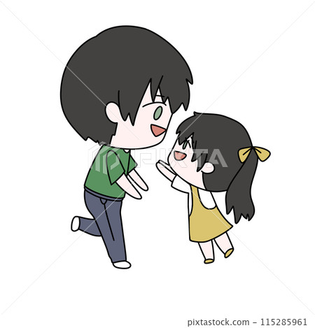 A cartoon of a man and a girl hugging A cartoon of a man and a girl hugging 115285961