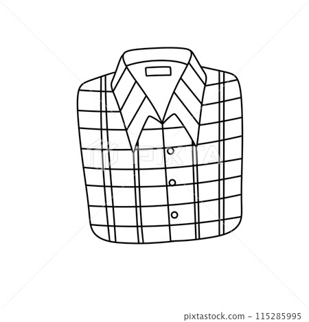 A white shirt with black buttons and a plaid pattern 115285995