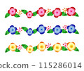 Colorful flower and leaf lines decorative border 115286014