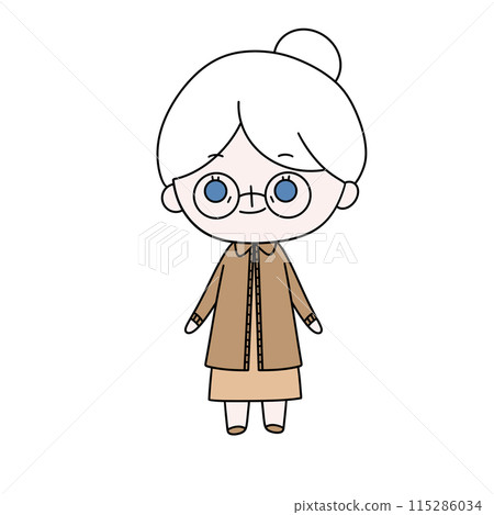 A cartoon woman with glasses and a white dress A cartoon woman with glasses and a white dress 115286034