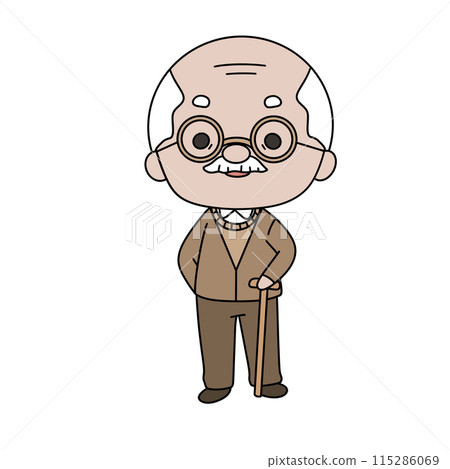 An old man with a cane and glasses An old man with a cane and glasses 115286069