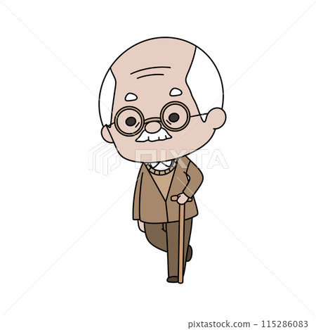 A cartoon man with a cane and glasses A cartoon man with a cane and glasses 115286083