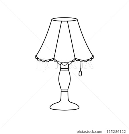 A lamp with a white shade and a white cord 115286122