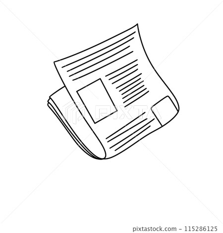 A newspaper is open to a page with a picture of a man and a woman 115286125