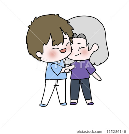 A cartoon of a man and woman hugging A cartoon of a man and woman hugging 115286146