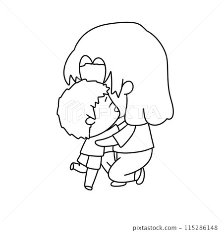 A woman is hugging a child A woman is hugging a child 115286148