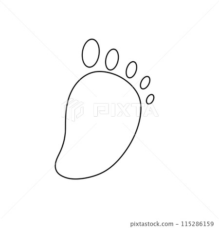 A foot is drawn in black on a white background 115286159