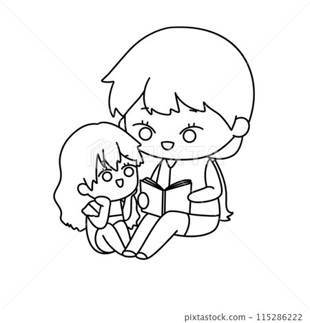 A woman is reading a book to a child A woman is reading a book to a child 115286222