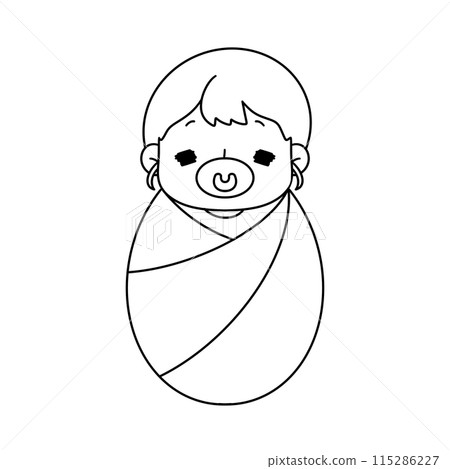 A baby is drawn in a white color with a blanket around him 115286227