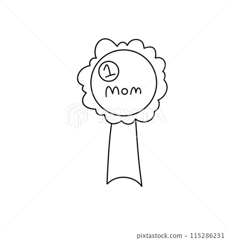 A white flower with a black center and the word Mom written on it A white flower with a black center and the word Mom written on it 115286231