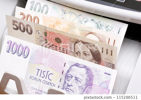 Czech koruna in the counting machine 115286511