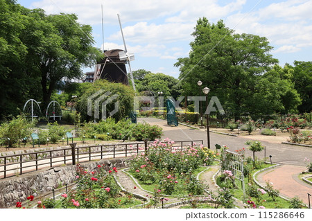 A view of the windmills at the Flower Expo Memorial Park in Tsurumi Ryokuchi, which straddles the cities of Osaka and Moriguchi A view of the windmills at the Flower Expo Memorial Park in Tsurumi Ryokuchi, which straddles the cities of Osaka and Moriguchi 115286646