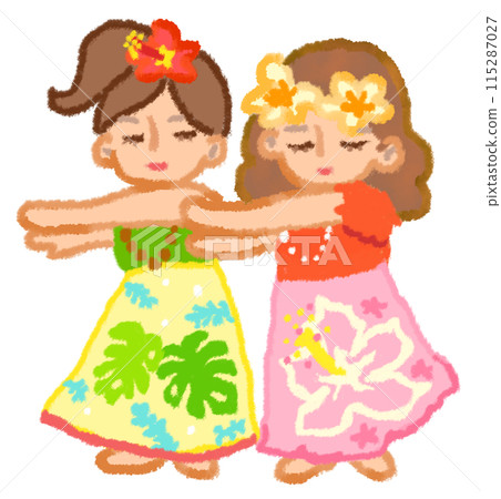 Hula girls dancing hula 115287027