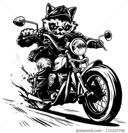 Playful illustration of a cat effortlessly operating a trendy mo Playful illustration of a cat effortlessly operating a trendy mo 115287766