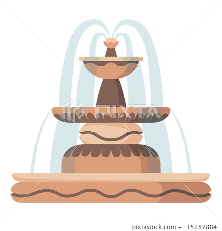 Water fountain and water splash. Vintage and modern architecture decor with splashing drops. Outdoor park decoration with architectural elements cartoon vector Water fountain and water splash. Vintage and modern architecture decor with splashing drops. Outdoor park decoration with architectural elements cartoon vector 115287884